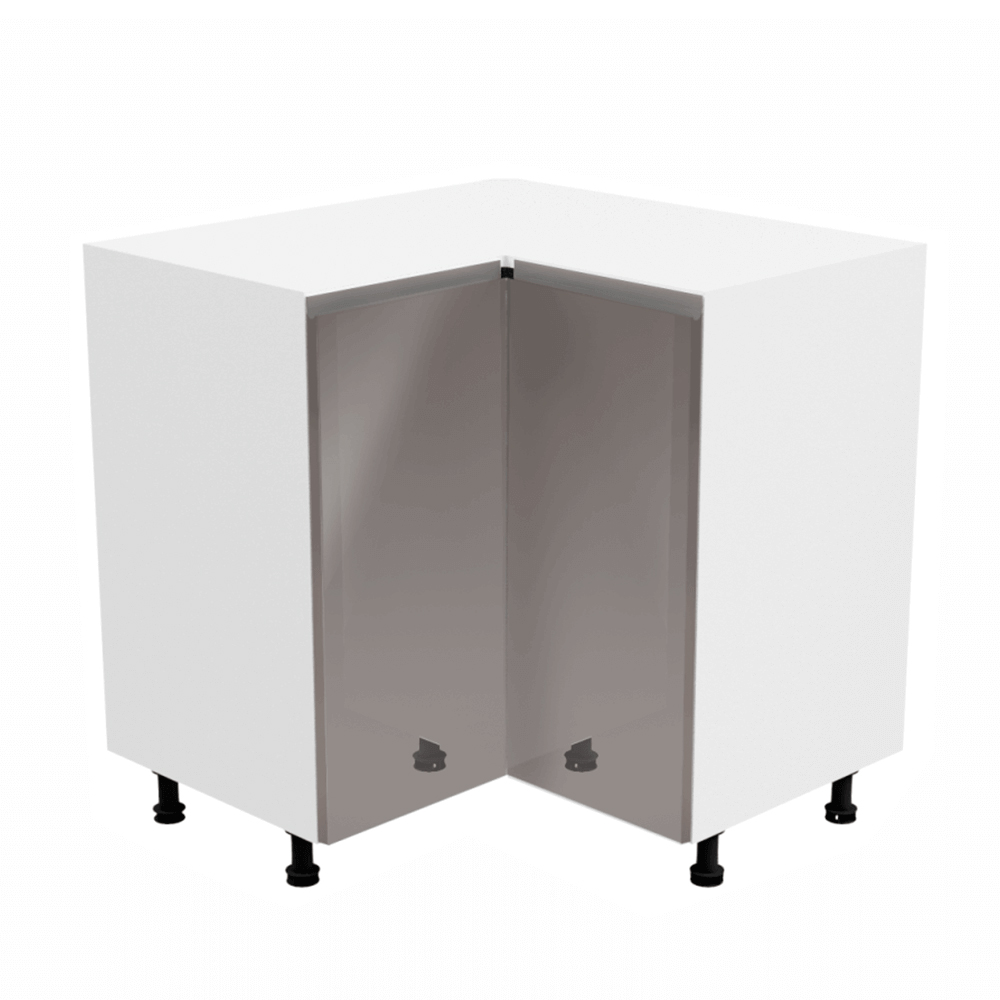 Dolní rohová kuchyňská skříňka D90N Aurellia (bílá + lesk šedý)