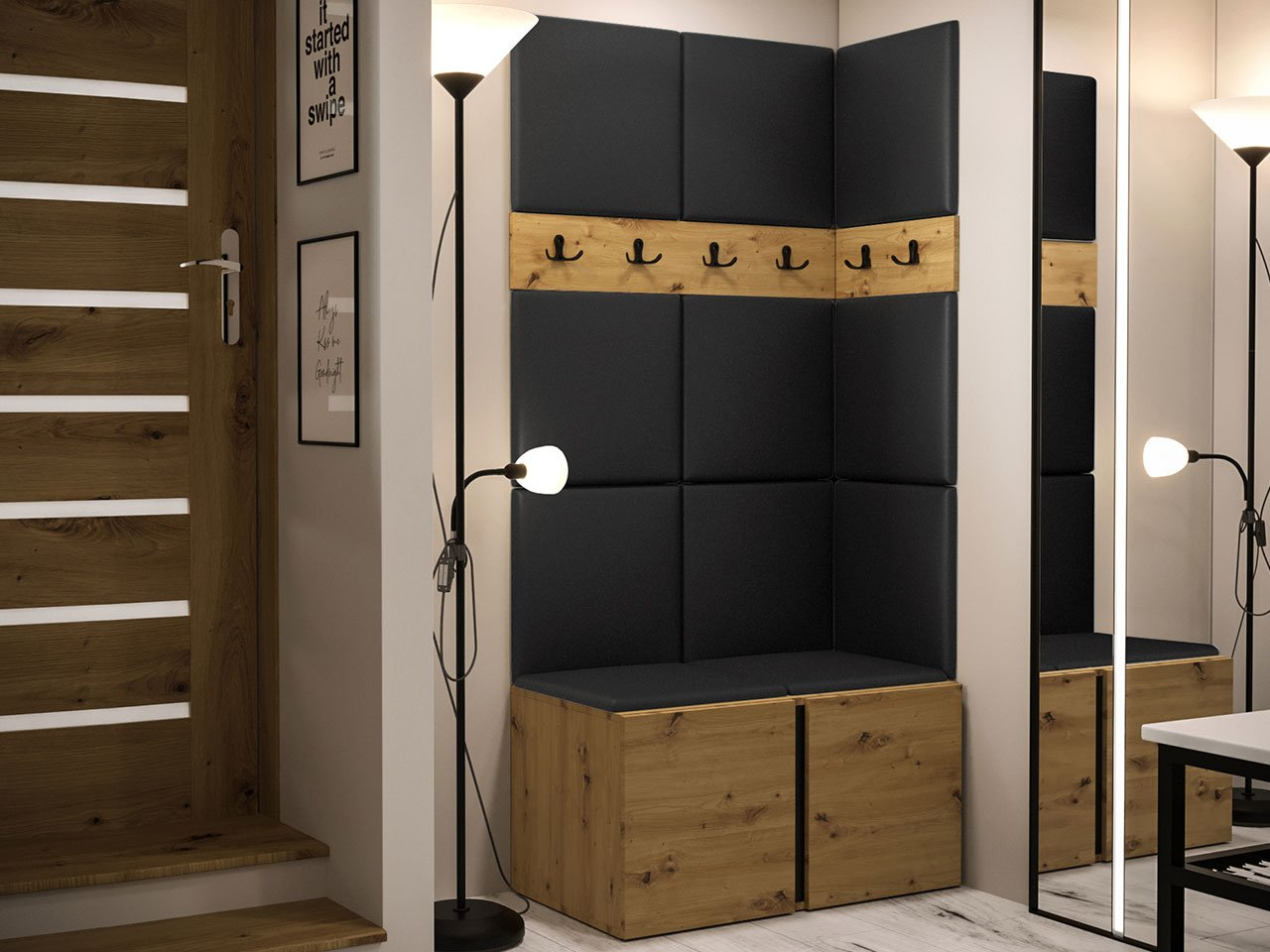 Předsíň Tovenaz I (dub artisan + černá)