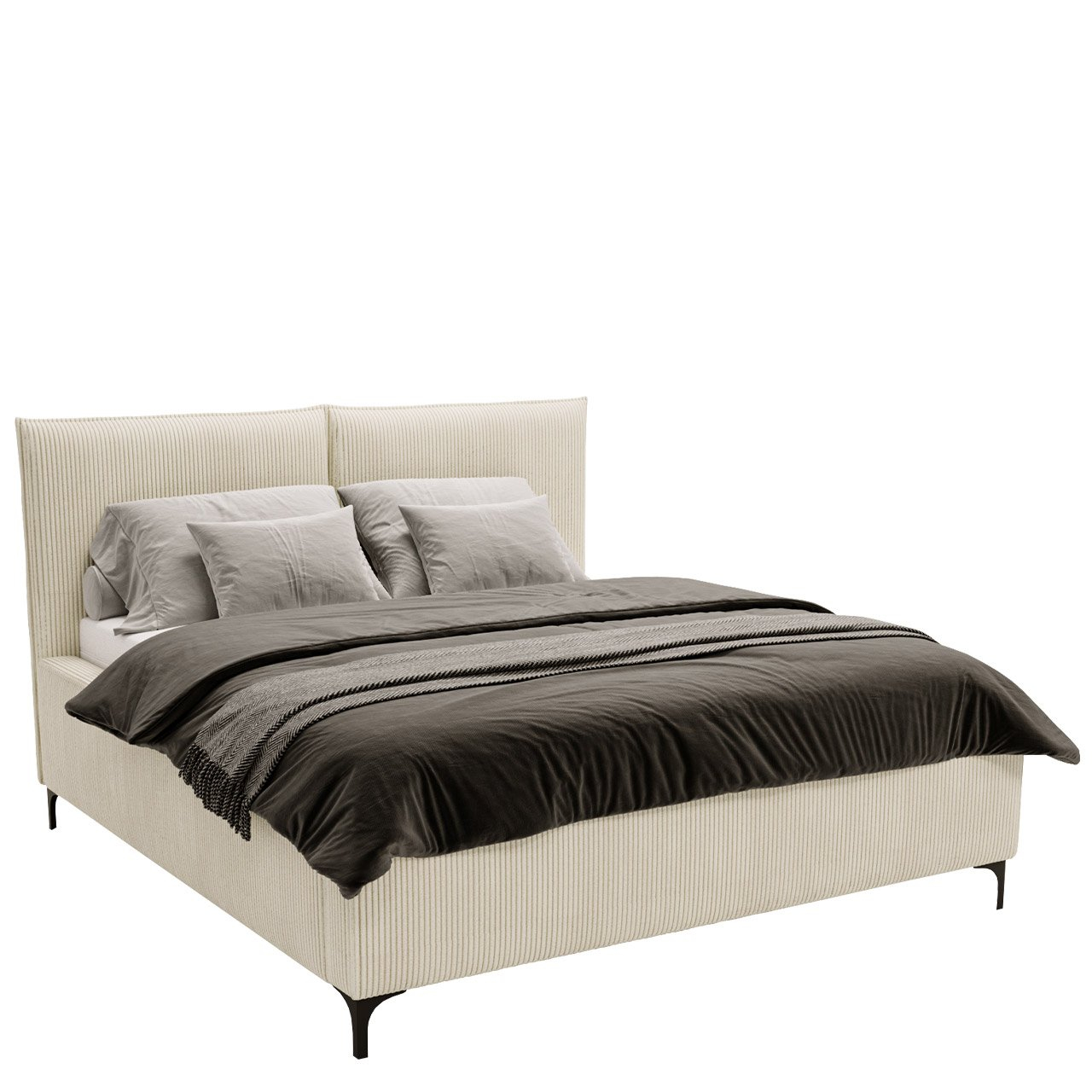 Manželská postel 200 cm Camtana (krémová + černá) (s roštem) (s úl. prostorem)