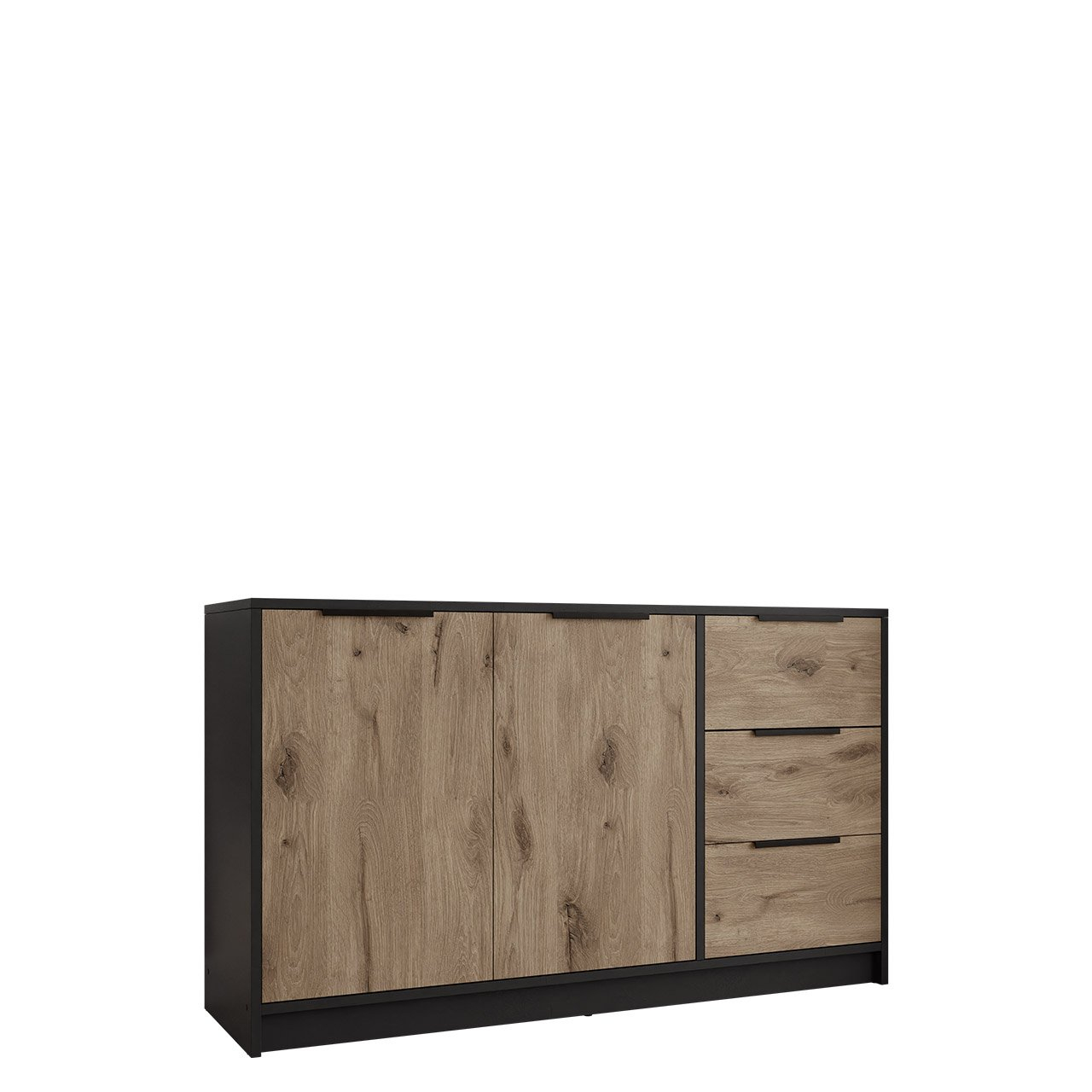 Komoda Pengasa 2D3S (černá + dub viking)