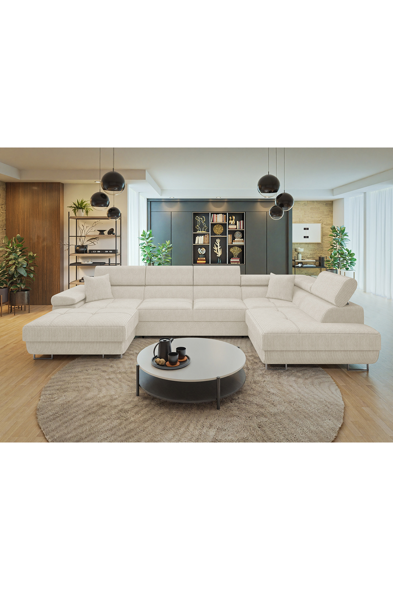 Rohová sedačka U Terazuro Bis S (krémová) (s úl. prostorem) (P)