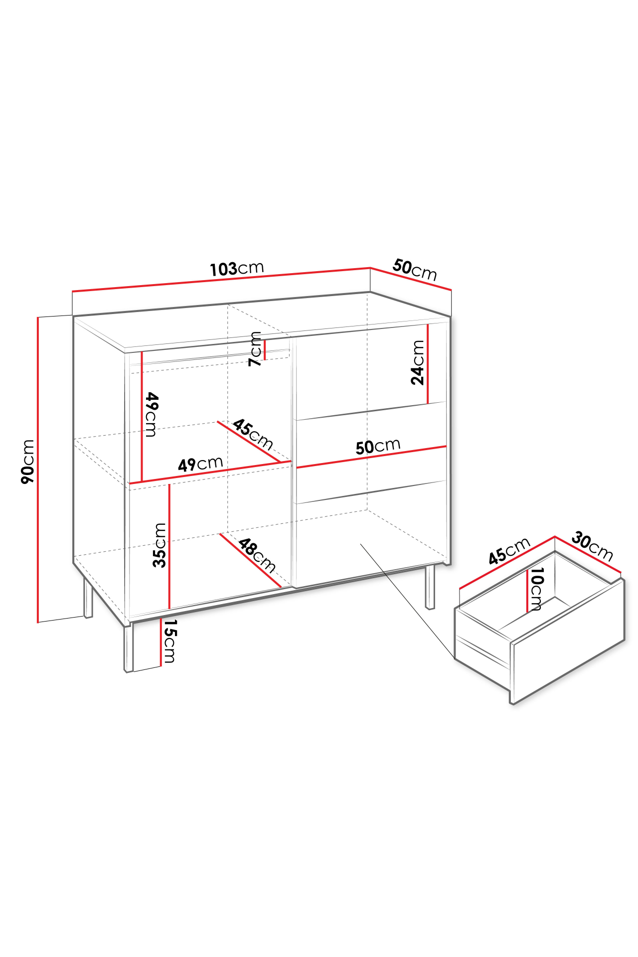 Komoda Somkera 1D3SZ (černá)