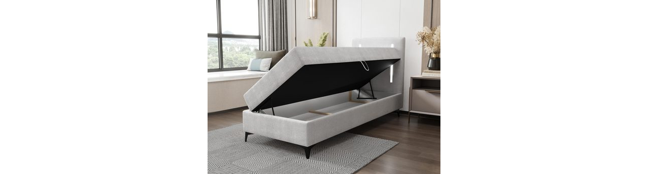 Jednolůžková postel 80 cm Hebara 1 (šedá) (s roštem a matrací) (s úl. prostorem) (L)