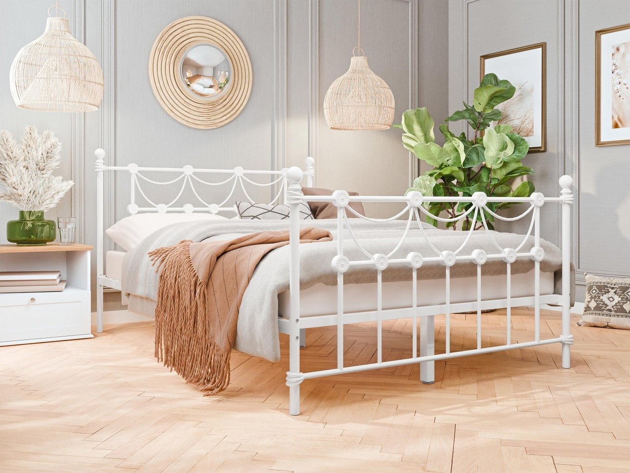 Jednolůžková postel 120 cm Etnica (bílá)