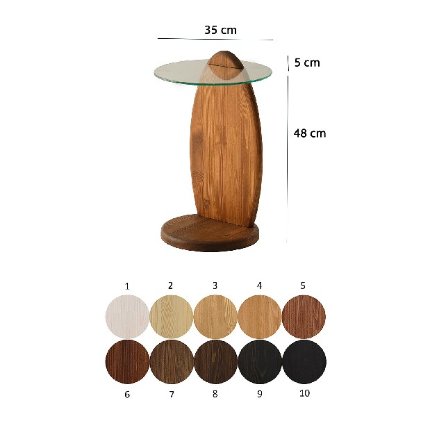 Příruční stolek Surfiuse (kaštan + sklo)