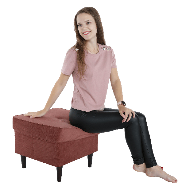 Taburet Rytu (růžová + ořech)