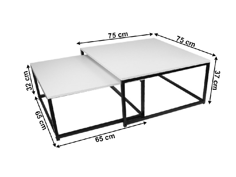 Set 2 konferenčních stolků Kastty typ 2 (bílá + černá)