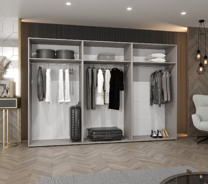 Šatní skříň Alaris 2 300 (bílá + černá) (se zrcadlem)