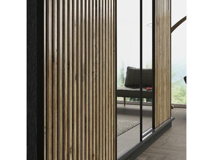 Šatní skříň Franc 80 (černé dřevo + borovice atlantická)