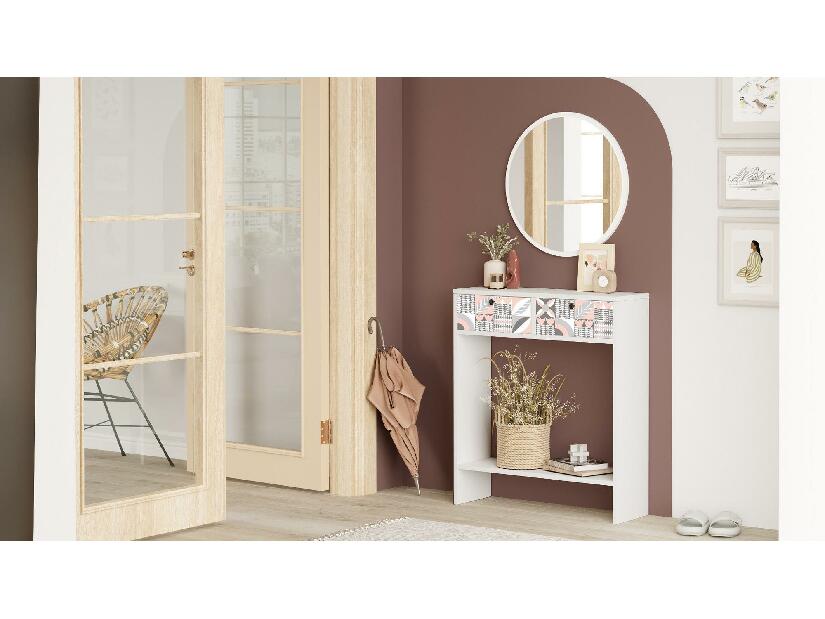 Konzolový stolek Lentorella 2 (se zrcadlem) (bílá + vícebarevné)