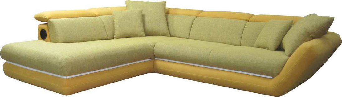 Rohová sedací souprava BRW Fino Mega RFREC.2SRF žlutá (L) (s audio systémem a LED)