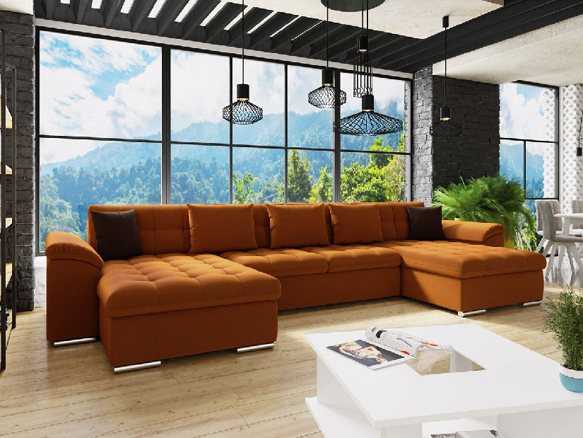 Rohová sedací souprava Wicenzota (měděná + čokoládová)