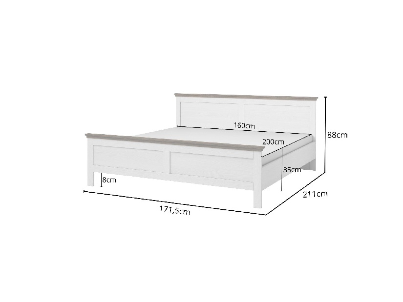 Manželská postel 160 cm Elvina S Typ 31 (bílý popol + dub lefkas)