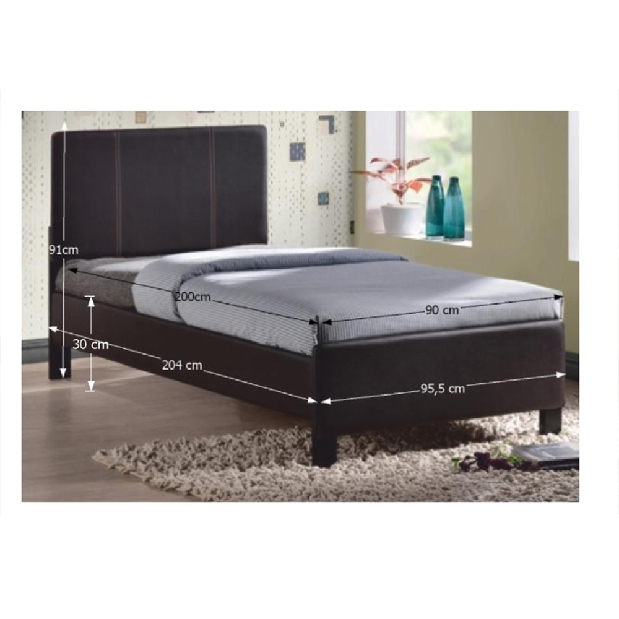 Jednolůžková postel 90 cm Coson (hnědá) (s roštem)