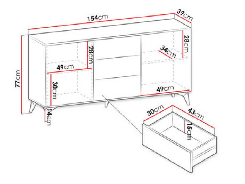 Komoda Nina NKSZ154 (černá + dub evoke)