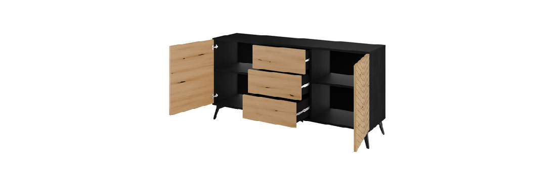 Komoda Nina NKSZ154 (černá + dub evoke)