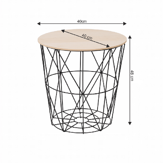 Příruční stolek Nanko typ 3 (přírodní + černá) *výprodej