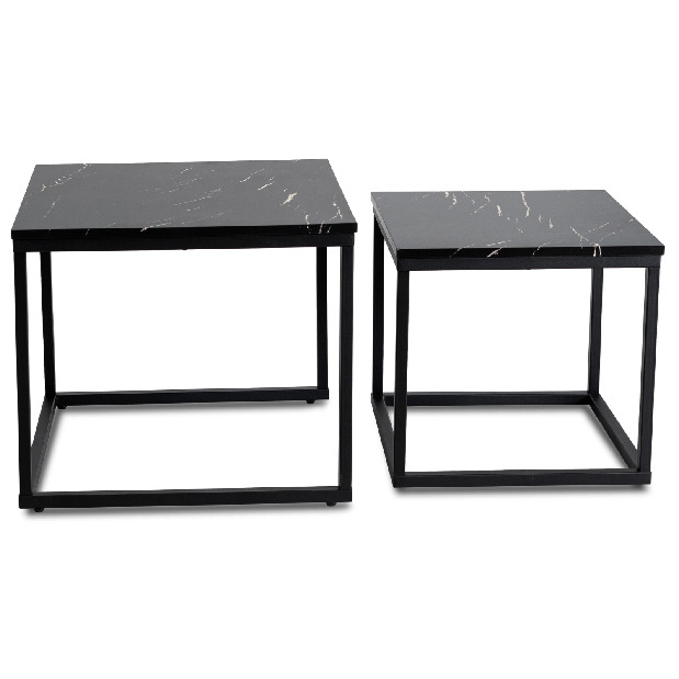 Set 2 konferenčních stolků Jospin (mramor černý)