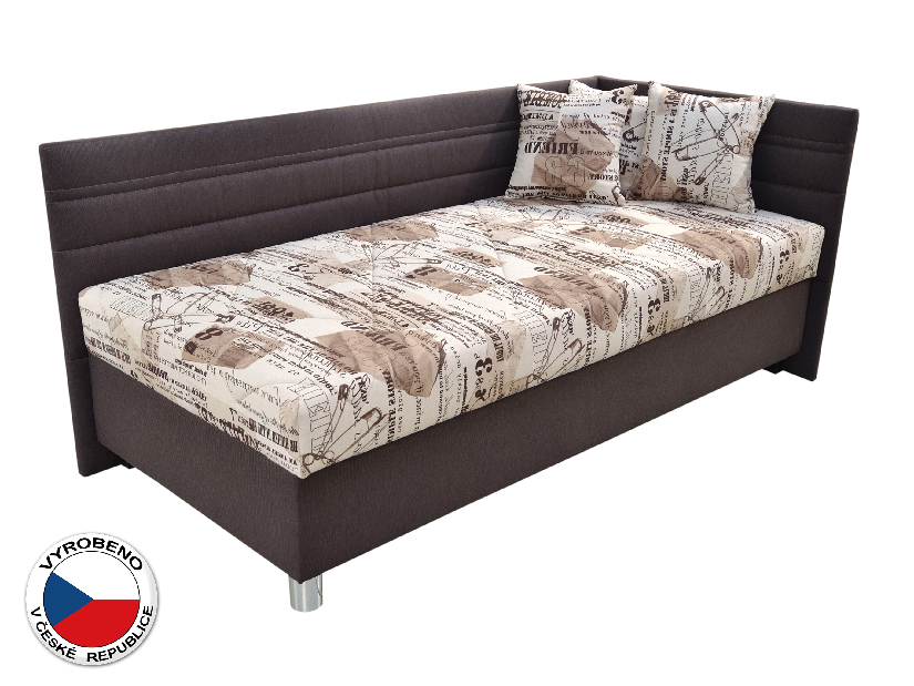 Jednolůžková postel 120 cm Blanář Polly (béžová + hnědá) (s roštem a matrací) (P)