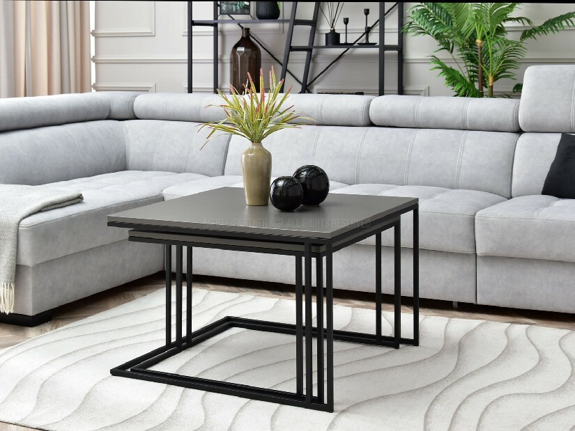 Set 2 konferenčních stolků Destapamos (grafitová + černá)