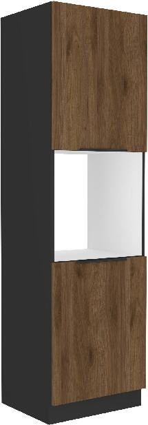 Potravinová kuchyňská skříňka na troubu Manana 60 DP 210 2F (korpus: černá matná + fronta: ořech okapi)