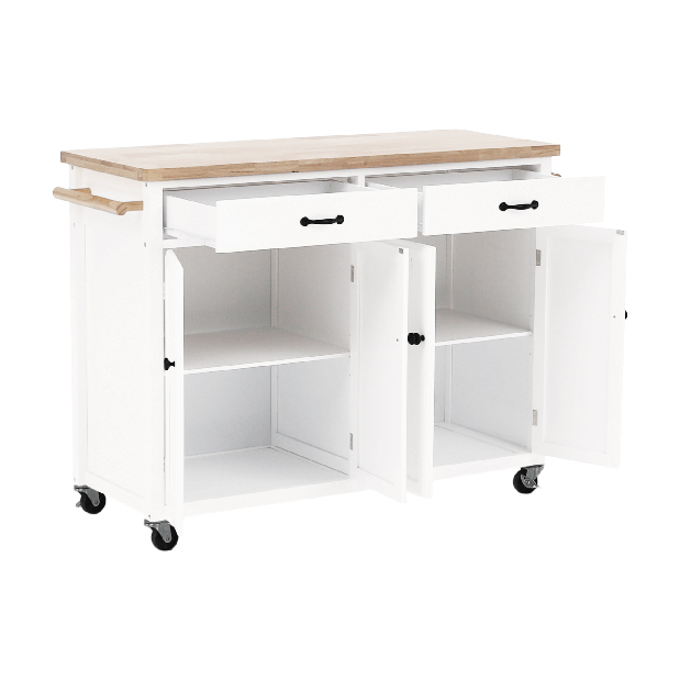 Servírovací stolek Gala (bílá + přírodní)