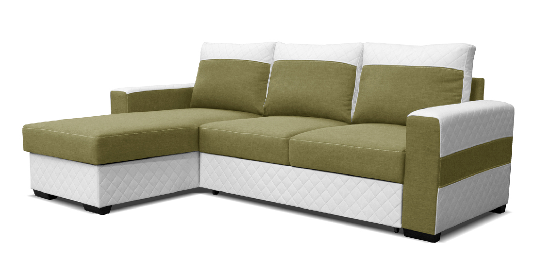 Rohová sedací souprava Mocca L+2F (zelená + bílá) (L)