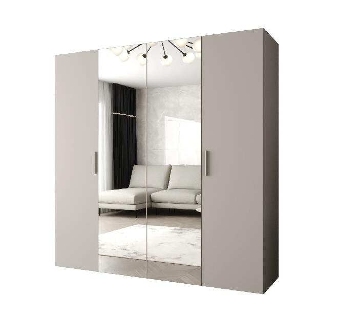 Šatní skříň 200 cm Borry 2 (kašmír + stříbrná)