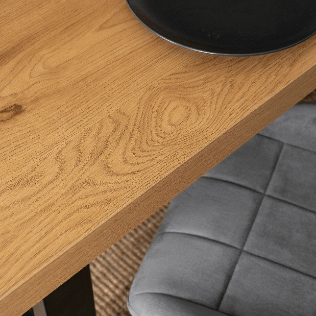 Rozkládací jídelní stůl Tomko (dub zlatý + černá) (pro 6-8 osob)