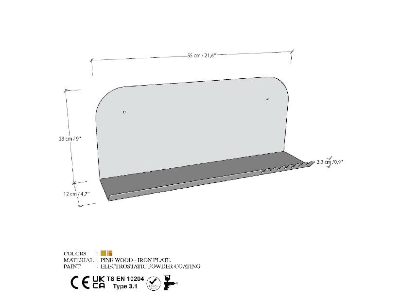 Nástěnná police Longoan 2 (černá)