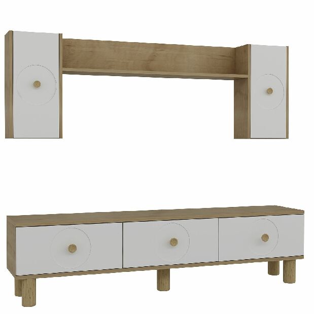 Obývací stěna Dentialo (dub + bílá)