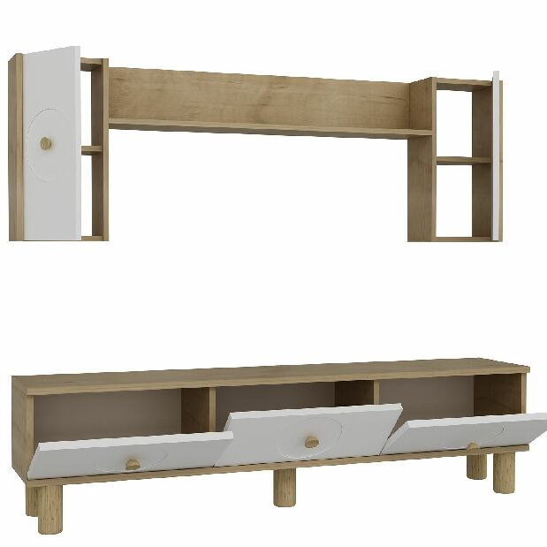 Obývací stěna Dentialo (dub + bílá)