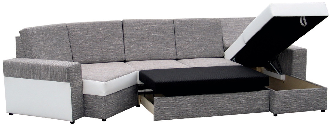 Rohová sedací souprava Benato (P) (pruh z koženky)