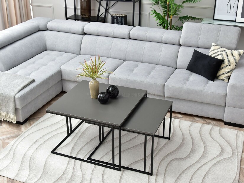 Set 2 konferenčních stolků Destapamos (grafitová + černá)