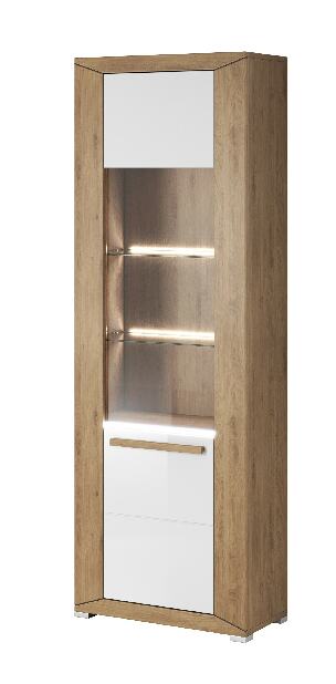 Vitrína Laurie Typ 05 L (dub Beaufort + bílý lesk)