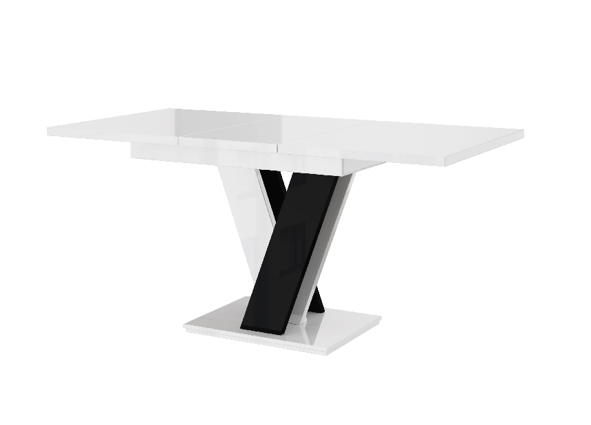 Jídelní stůl Mabea (lesk bílý + lesk černý) (pro 4 až 6 osob)