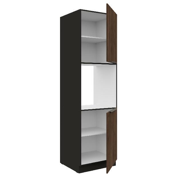 Potravinová kuchyňská skříňka na troubu Manana 60 DP 210 2F (korpus: černá matná + fronta: ořech okapi)