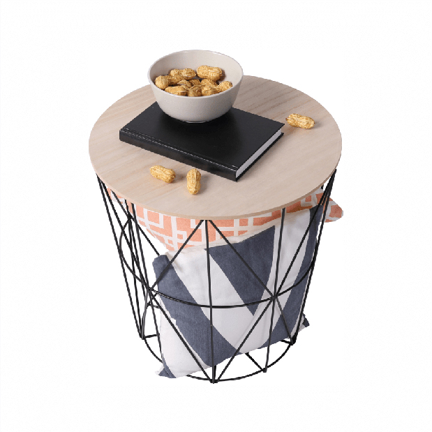 Příruční stolek Nanko typ 3 (přírodní + černá) *výprodej