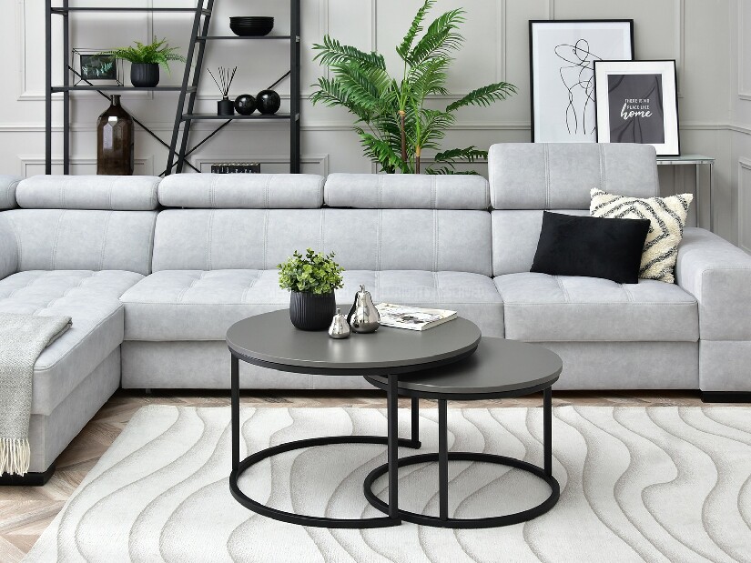 Set 2 konferenčních stolků Novedosa (grafitová + černá)