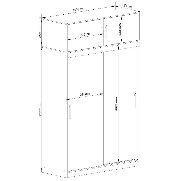 Posuvná skříň (s nástavbou) Saberlo (olše)
