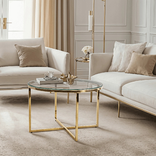 Konferenční stolek Fragmento (transparentní + zlatá)