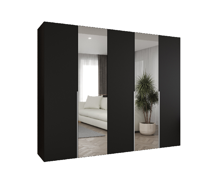 Šatní skříň 250 cm Alice 2 (černá + kašmír)