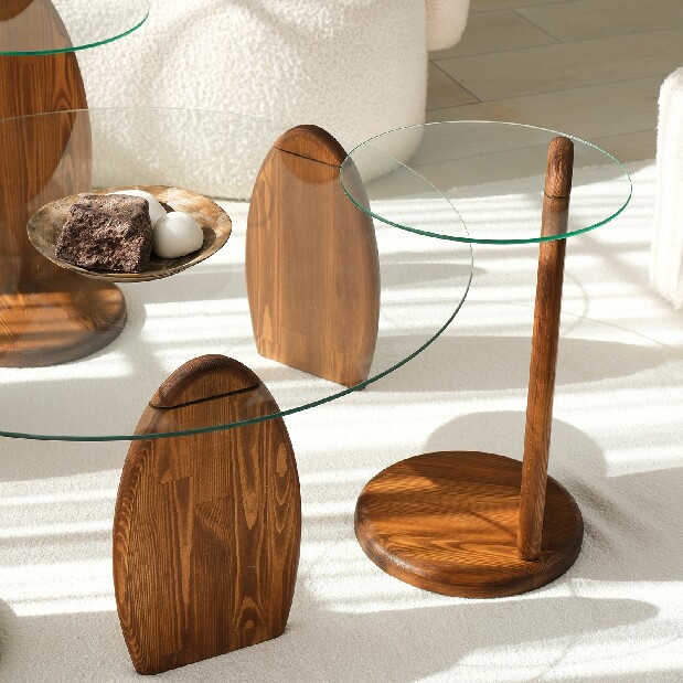 Příruční stolek Surfiuse (kaštan + sklo)