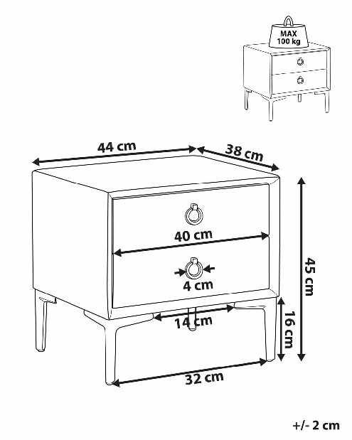 Noční stolek SANAZA (šedá)