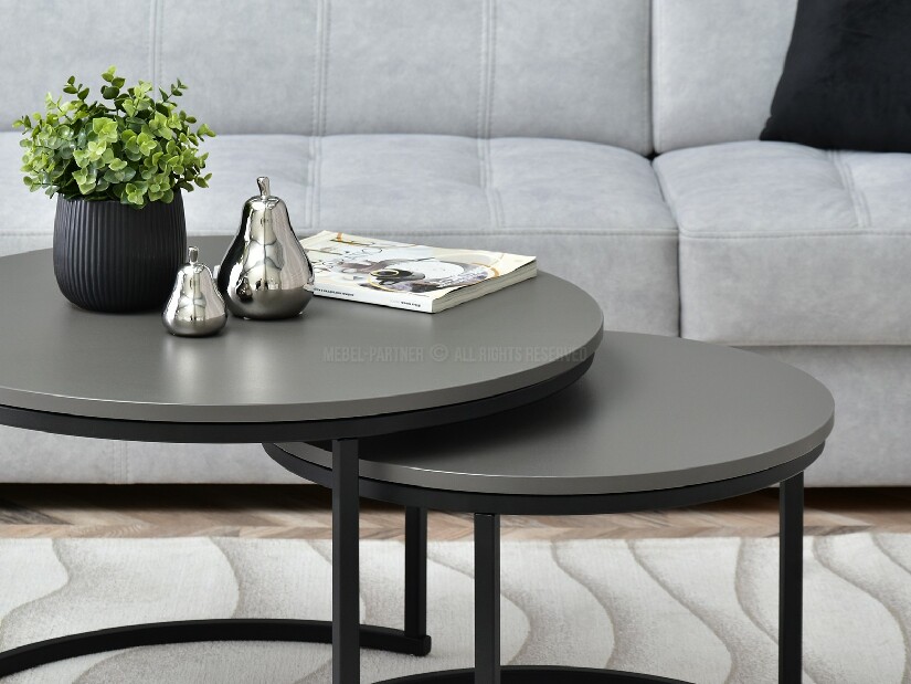 Set 2 konferenčních stolků Novedosa (grafitová + černá)