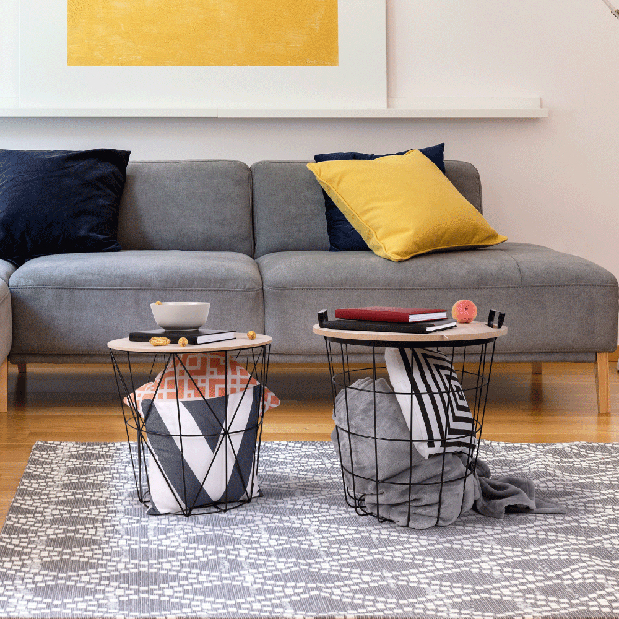 Příruční stolek Nanko typ 3 (přírodní + černá) *výprodej