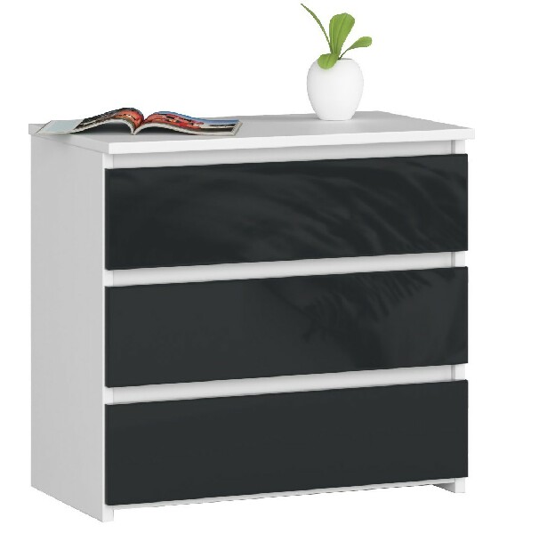 Noční stolek Calado (bílá + lesklý grafit)