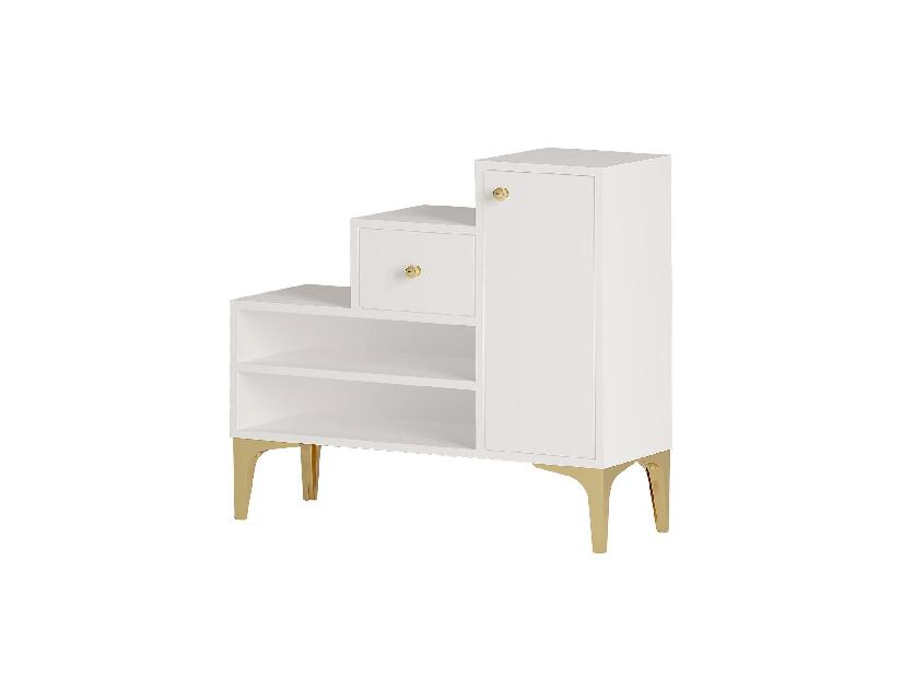 Botník (skříňka na boty) Beside 3 (bílá + zlatá)
