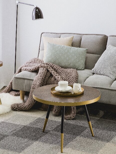 Konferenční stolek Renola (tmavé dřevo) (zlaté nohy) *výprodej