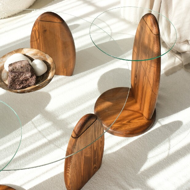 Příruční stolek Surfiuse (kaštan + sklo)